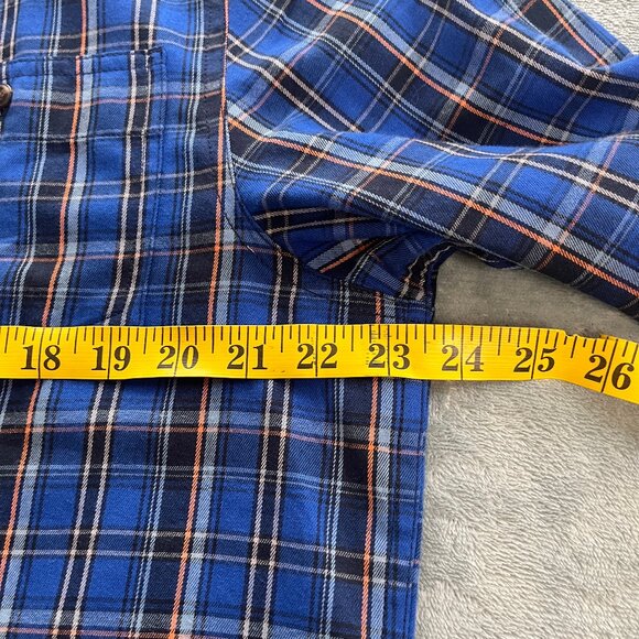 Prana Dolberg Flannel Shirt Mens L Blue Plaid Slim Fit Long Sleeve Button Up - Picture 11 of 15